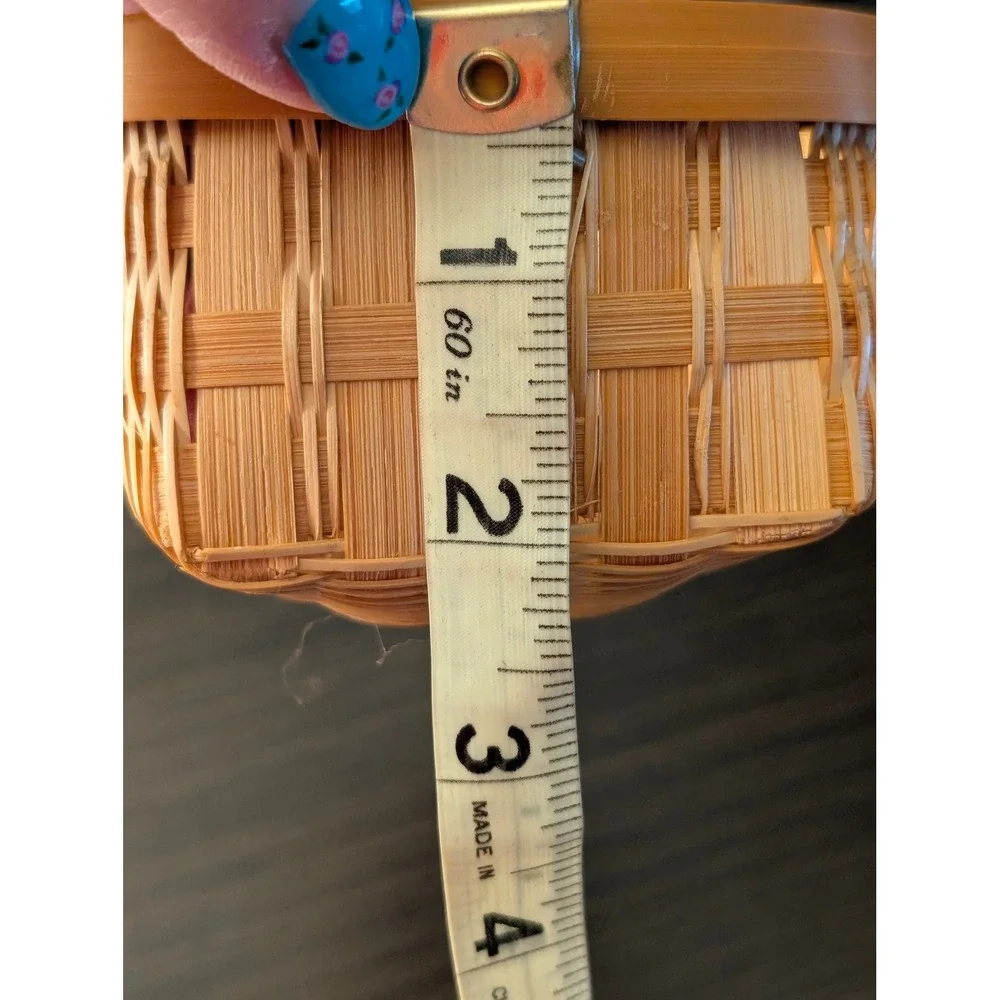 Vintage Hand‎ Woven Bamboo Scoop Basket Teardrop Shape Natural Wood Decor